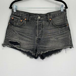 Levi's 501 Cutoff Jean Shorts Women's 29 High Rise Button Fly Cotton Denim Gray